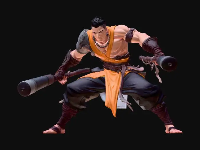 3D model for Double Club Monk Warrior