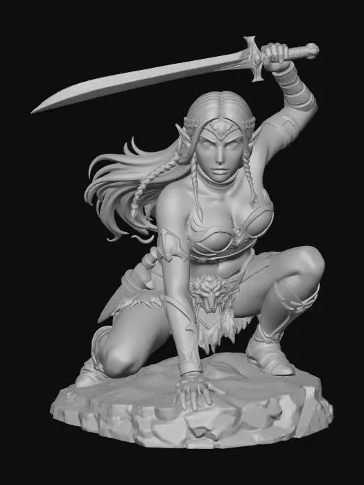 3D model for Elven Sword Fighter