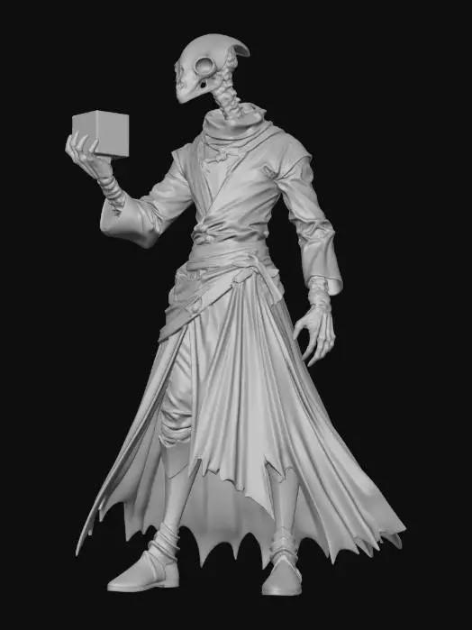 3D model for Skeleton Mage and the Glowing Cube