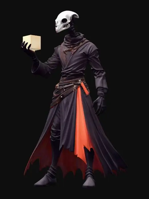 3D model for Skeleton Mage and the Glowing Cube