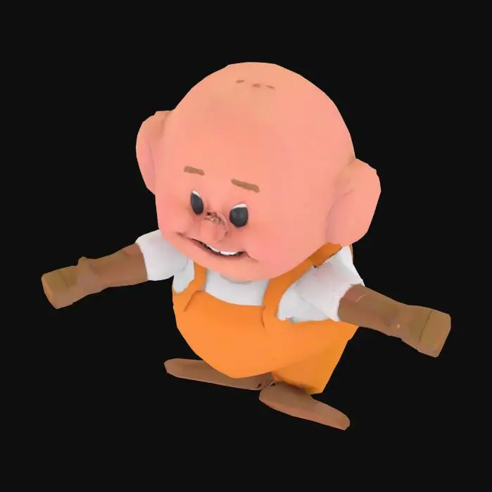 3D model for funny looking southern man, not much over 4 feet tall, low poly boxy feel doing a t pose