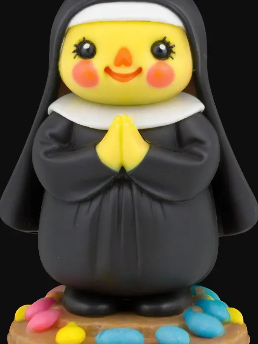 3D model for Peep candies in a nun's habit miniature with base