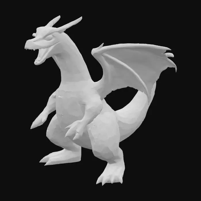 3D model for can you create me a low poly version of charizard in a battle pose