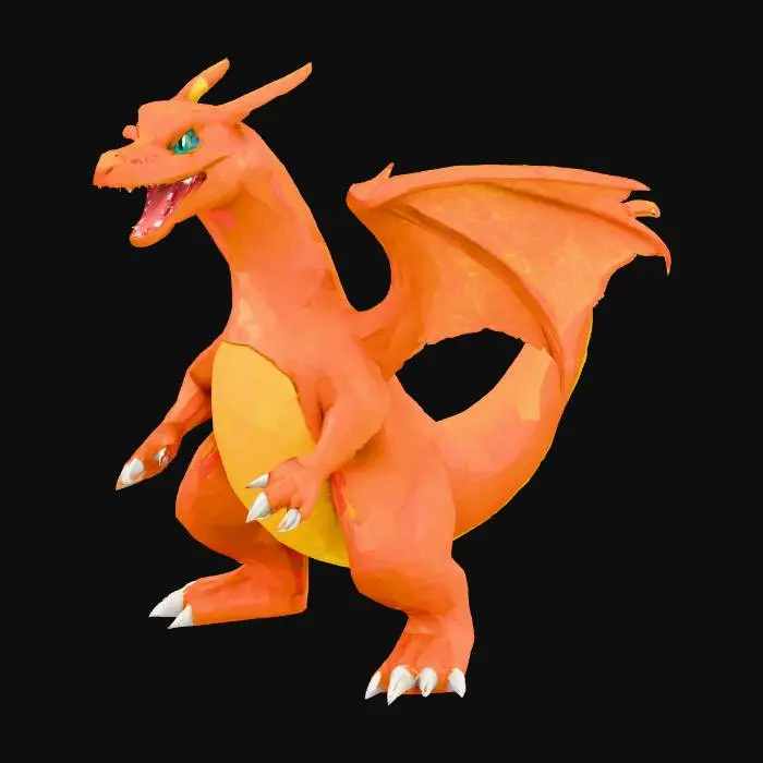 3D model for can you create me a low poly version of charizard in a battle pose
