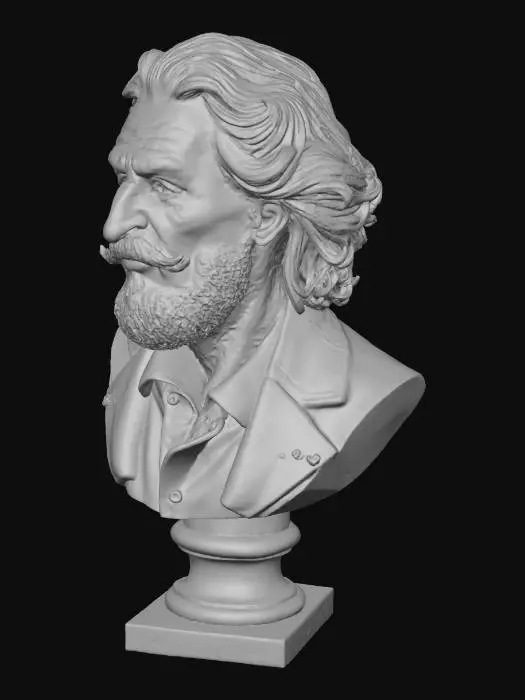 3D model for a bust of Captain Beefheart the Avant Garde musician highly detailed photorealistic