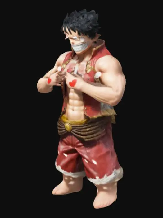 3D model for luffy adult transforms into gear 5 with his hand touch the heart