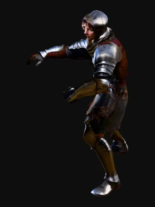 3D model for eine Figur aus einer düsteren mittelalterlichen WeltGröße & Statur groß schlank drahtig Kein schwer gepanzerter Ritter sondern eher beweglich auf Ausdauer ausgelegtHaltung leicht nach vorn geneigt aufmerksam jederzeit bereit zu reagierenRüstung eng anliegend an Schultern verstärkt Keine prunkvollen Verzierungen – funktional kampferprobt Das Leder zeigt Gebrauchsspuren feine Schnitte matte Abnutzung Farben überwiegend dunkle Töne Schwarz Dunkelbraun gedämpftes Grau Gesicht Haut hell leicht fahl im kalten Licht der Spielwelt Augen wachsam kühl konzentriert Haare dunkel schulterlang oder zumindest länger als bei einem typischen Soldaten offen oder locker zurückgebunden Gesamtausdruck ernst verschlossen kontrolliert breitbeinig mit auf die seite gestreckte armen