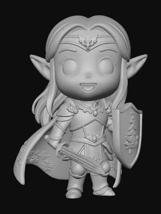 3D model for DnD Elven paladin chibi style with christmas and yuletide themes.  No base, no background.
#Christmas2025#,