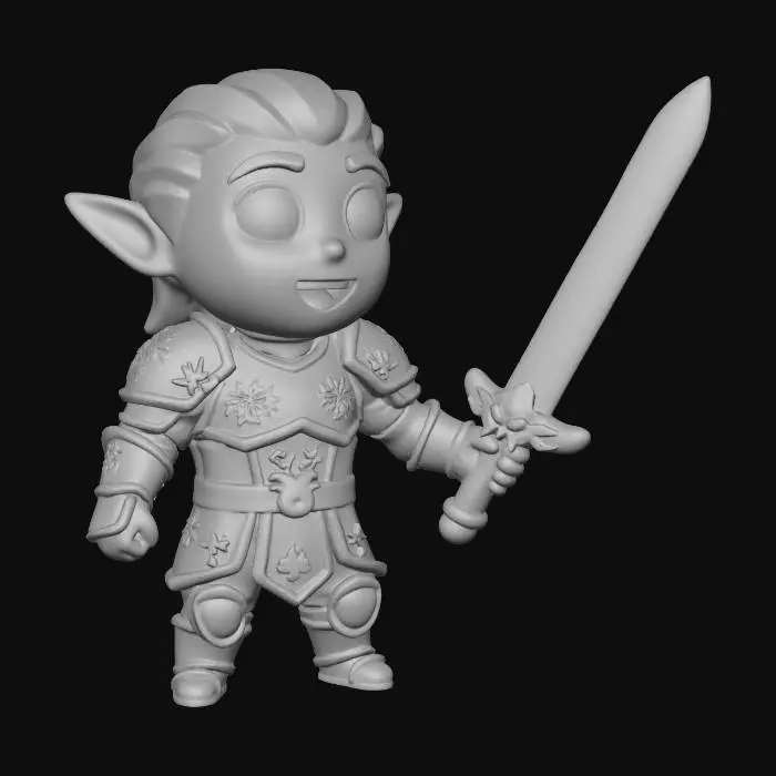 3D model for DnD Elven fighter chibi style with christmas and yuletide themes.  No base, no background.
#Christmas2025#,
