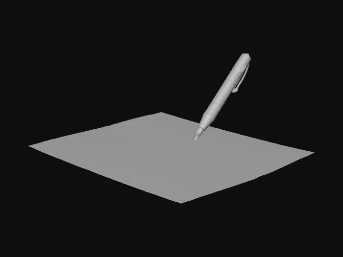 3D model for ورقة مستقيمة بجانبها قلم يطير