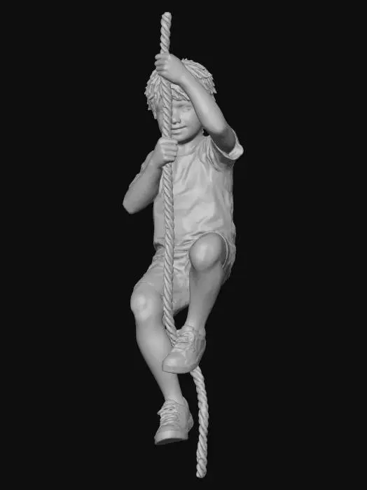 3D model for 3d realistic model of child 8 years old climbing a rope