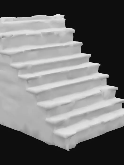 3D model for old wooden steps, creaky, dirty, cracked, splinters, ascending