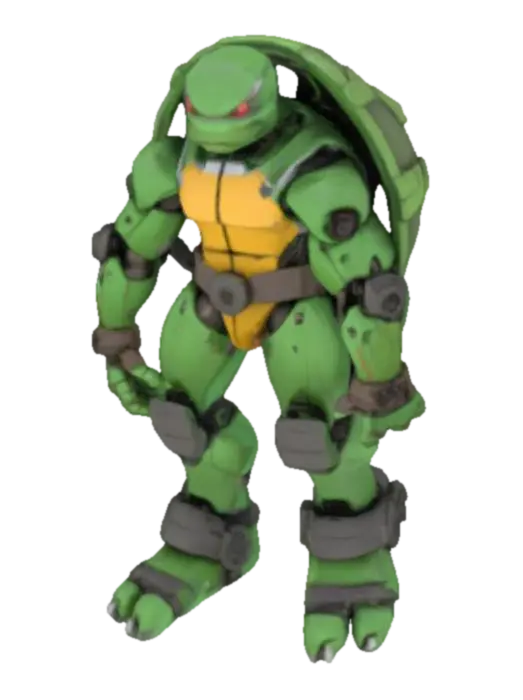 โมเดล 3D ของ A mecha robot similar to a gundam based off Teenage Mutant Ninja Turtles. It should have… สร้างโดย AI