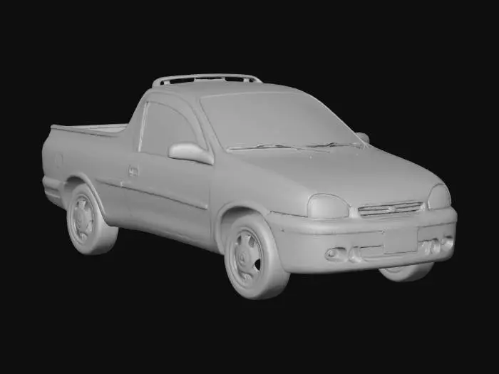3D model for White pickup in a garage