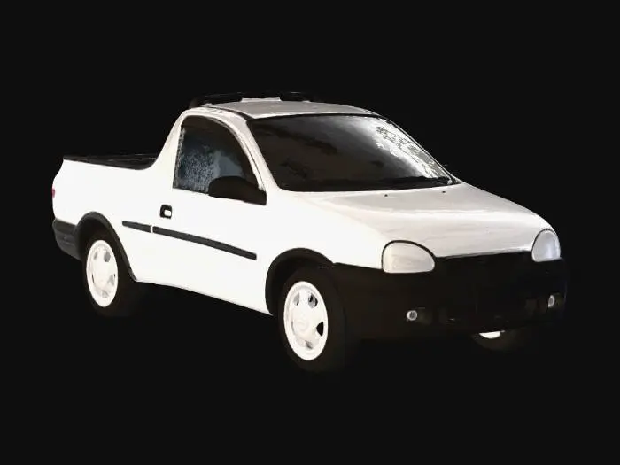 3D model for White pickup in a garage