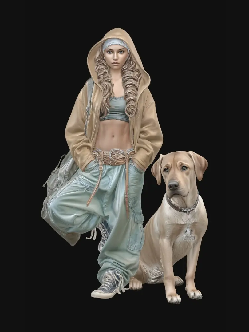 Hooded Wanderer and Her Dog
