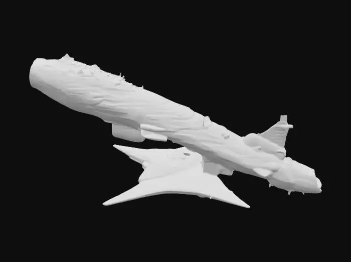 3D model for ein raumschiff für 120 000 euro von merzedes benz mit allen finessen lang für 4 leute mit brücke und forschungs station, 200 m lang mit seiten kabinen und kurzen solarzellen auch unterwegs, ein shuttle an der unterseite und eine spy awac glocke vorne 