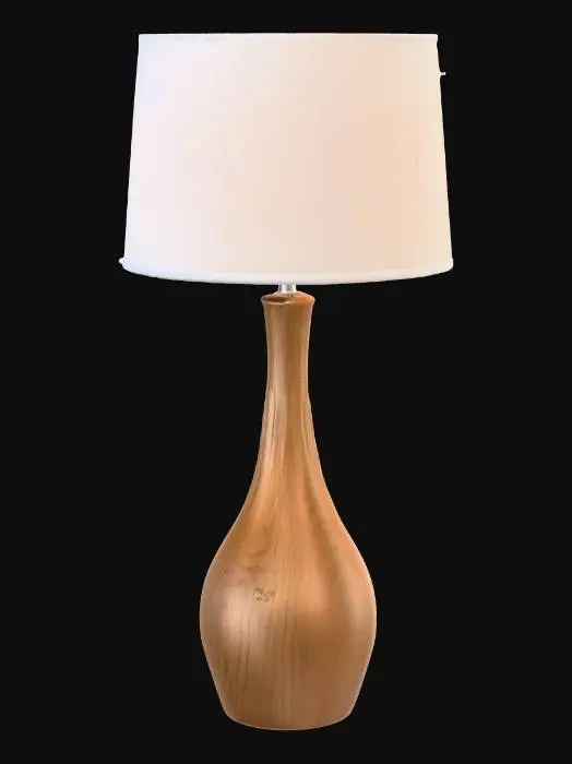 3D model for A simple table lamp with a round fabric shade and a smooth wooden base