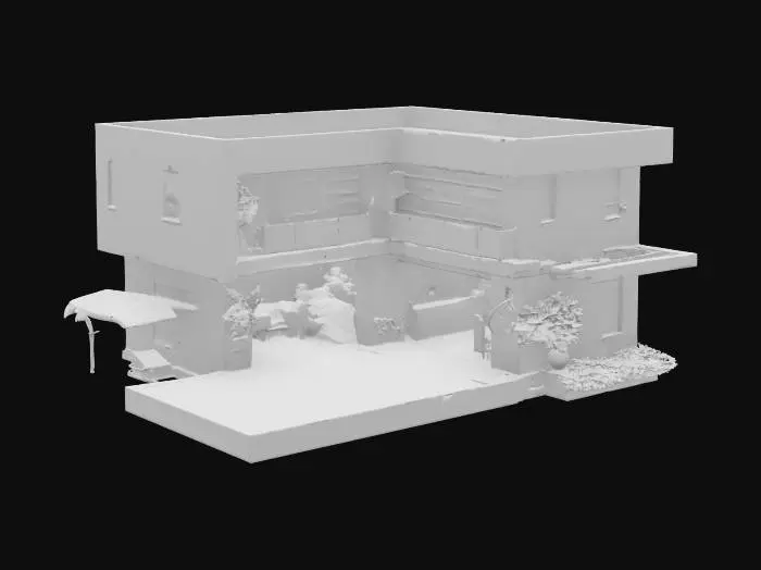 3D model for Modern villa, only with a small garden and a small pool