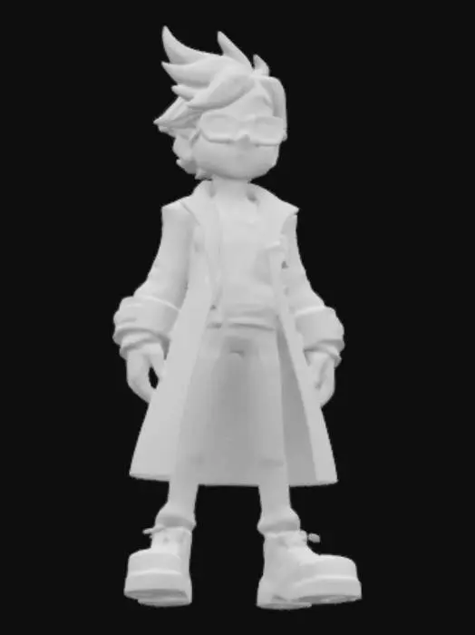 3D model for Game character a science with green bioluminescent substance on his lab coat 