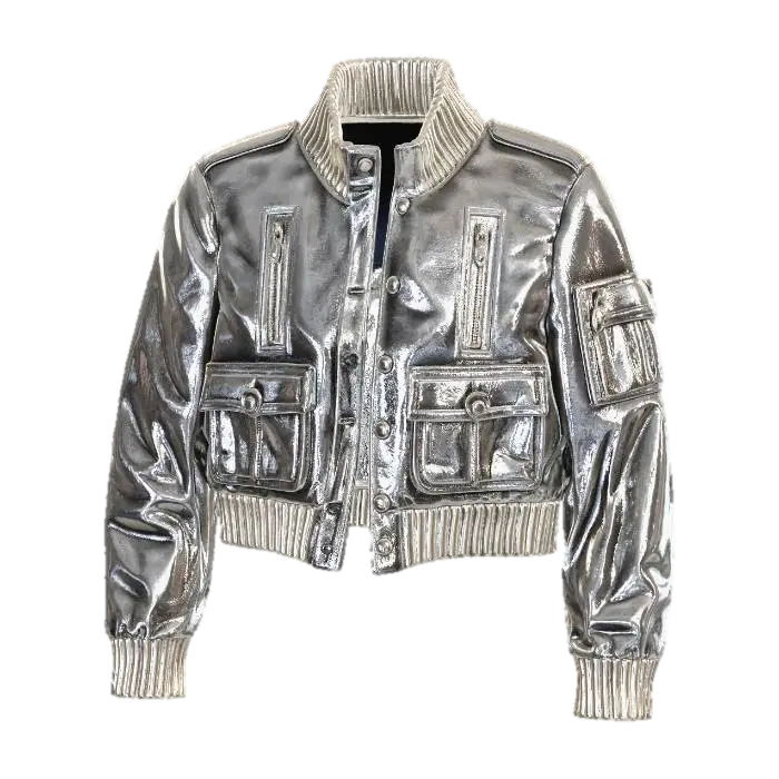Chrome Bomber Jacket par vosk99.94 — réalisé avec le générateur 3D IA Meshy, téléchargement gratuit FBX OBJ GLB STL