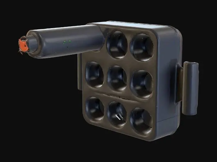 3D model for Белый объект на фото это прототип док-станции, а его башенка это один из девяти беспроводных модулей которые должны заряжаться в этой док-станции. Необходимо изменить внешний вид чтобы получить представление как будет выглядеть конечный продукт.
Список необходимых изменений:
1. Белый цвет док-станции нужно заменить на матовый чёрный.
2. Палка торчащая из док станции и отверсия это беспородной модуль. Беспроводной модуль тоже должен быть чорного матового цвета с небольшой красной кнопкой сверху
3. В нижнем левом углу добавить логотип среднего размера: |m|⁰⁰¹ . Он должен быть белым.
С верху беспроводного модуля вместо металлической кнопки сделай ее красной.