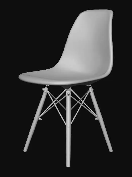 3D model for Eames-style molded plastic chair with wooden legs