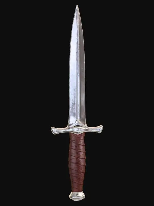 3D model for Generated a dagger with a steel blade and a leather-wrapped grip.