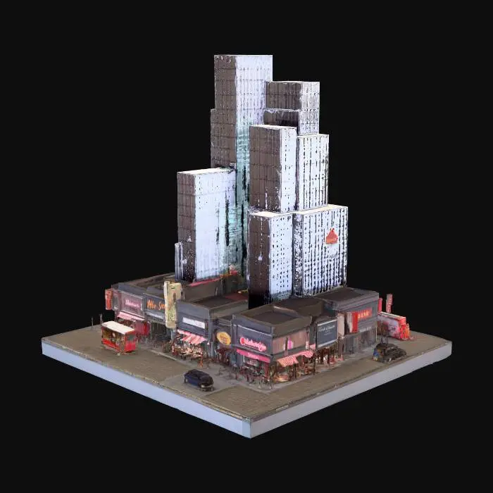3D model for london street, suhi bars near by , other big building. 