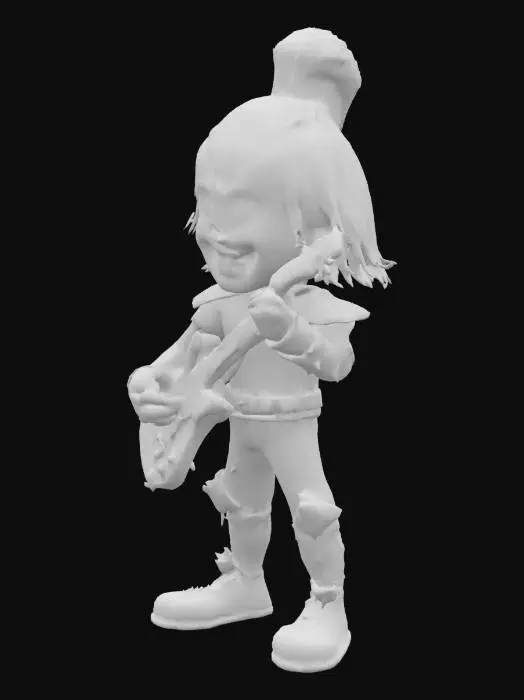 3D model for Hazme un integrante de la banda kiss con su guitarra en modo cartoon
