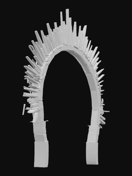 3D model for Decorative outdoor straw arch in the shape of a golden crown with sun rays