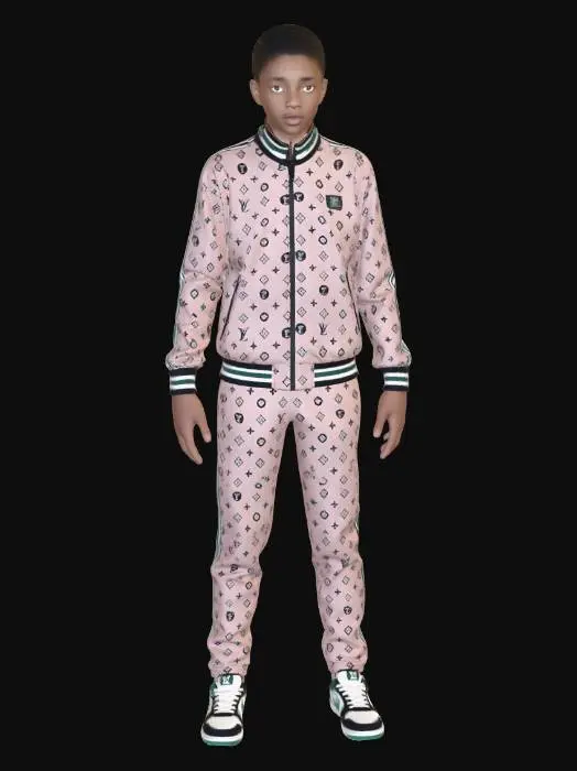 3D model for Boy in Pink Monogram Tracksuit