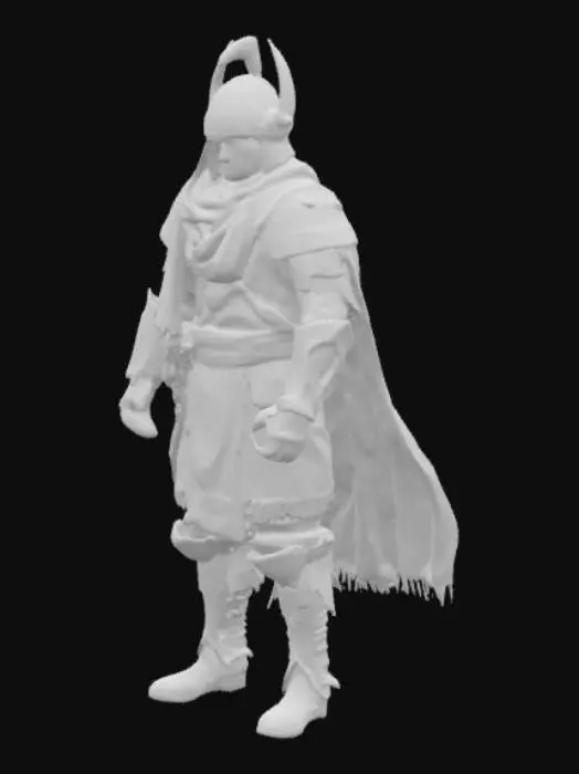 3D model for extremely detailed, fantasy humanoid warrior, cloth mongolian steppe style cream and brown Armor, mongolian helmet and face hidden in a cream scarf with glowing golden eyes, high resolution texture, epic stance