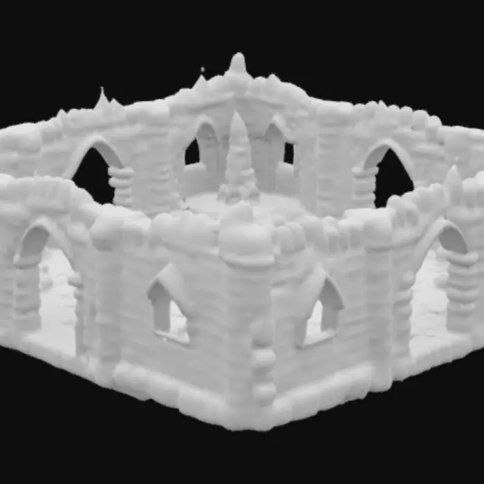 3D model for #arch#dark fantasy#elfic#black rock# gothic#fortress#demonic#purplefire#hellish#gameready#novegetation# gold details#