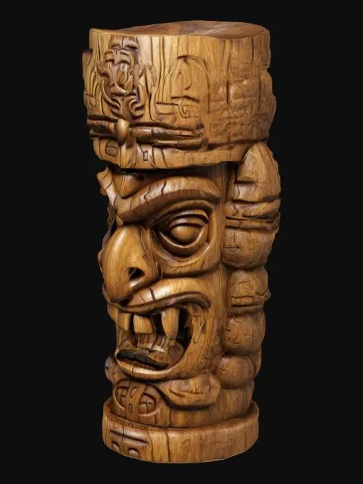 3D model for totem tiki alto nívelde detalhes, textura em madeira, variados modelos 
