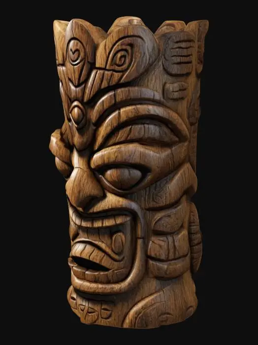 3D model for totem tiki alto nívelde detalhes, textura em madeira, variados modelos 