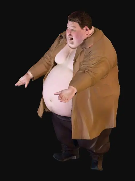 3D model for fat guy with hugely bloated face in t pose stance