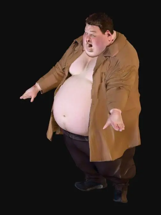 3D model for fat guy with hugely bloated face in t pose stance