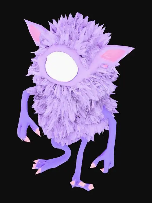3D model for a small purple one eyed monster