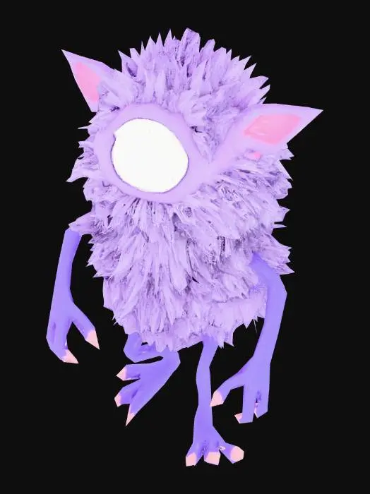 3D model for a small purple one eyed monster