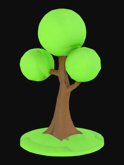 3D model for Low-Poly Stylized Tree Model 
Parts Used:
Trunk: 1 Cylinder (brown)
Leaves: 3-4 Spheres or MeshSpheres (green)
