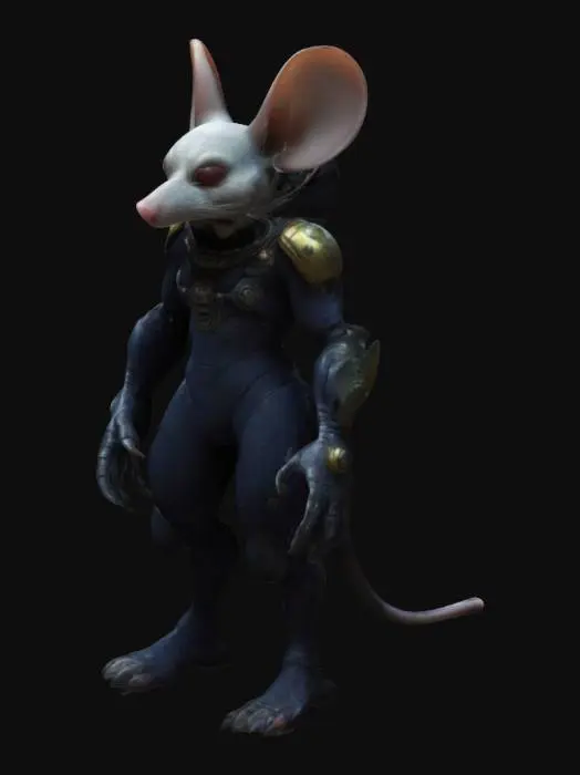 3D model for Space mouse antagonist, evil, cunning, masked, very detailed