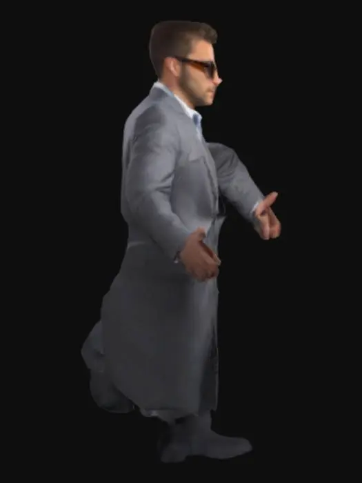 3D model for a man wearing a suit with sunglasses on T posing
