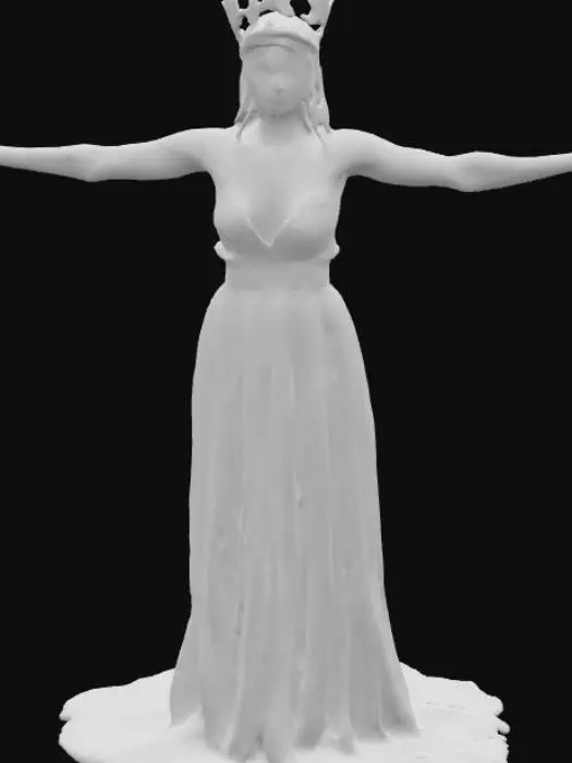 3D model for una mujer hermosa de grandes senos cadera grande y una tiara de reina en la cabeza