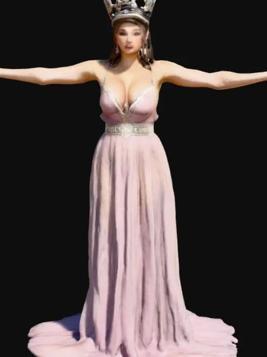 3D model for una mujer hermosa de grandes senos cadera grande y una tiara de reina en la cabeza