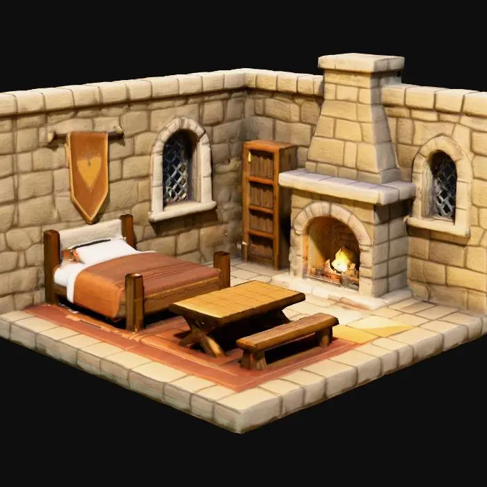 3D model for Medieval Hearth Room