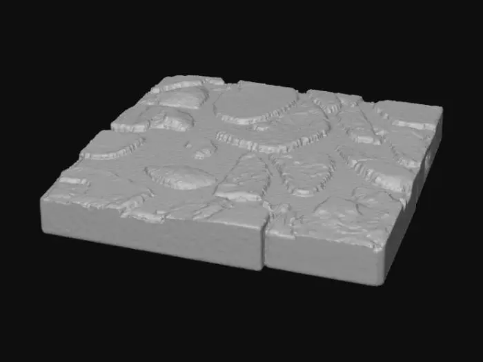 3D model for Warhammer 20mm base, stand for model miniatures, rocky flooring with blood, dirt,