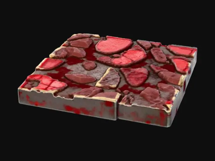 3D model for Warhammer 20mm base, stand for model miniatures, rocky flooring with blood, dirt,
