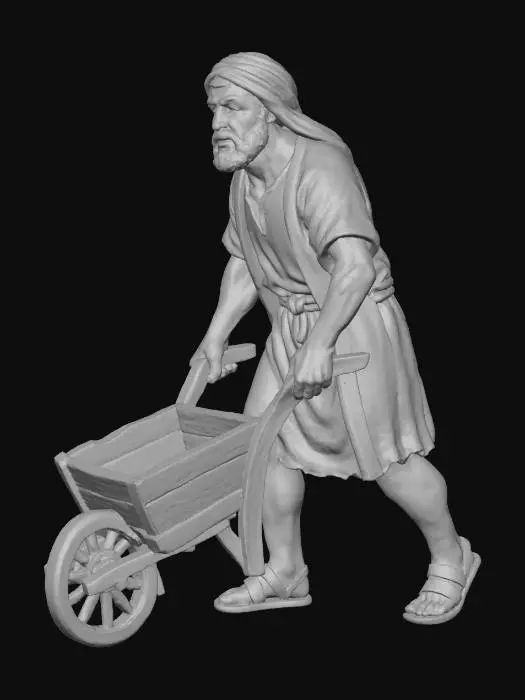 3D model for Worker with Wheelbarrow