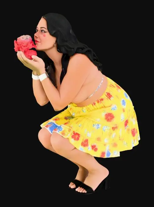 3D model for Lady in Yellow with Flowers